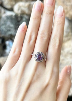 Certified Unheated Purple Sapphire, Brown Diamond, Diamond Ring in 18K Rose Gold