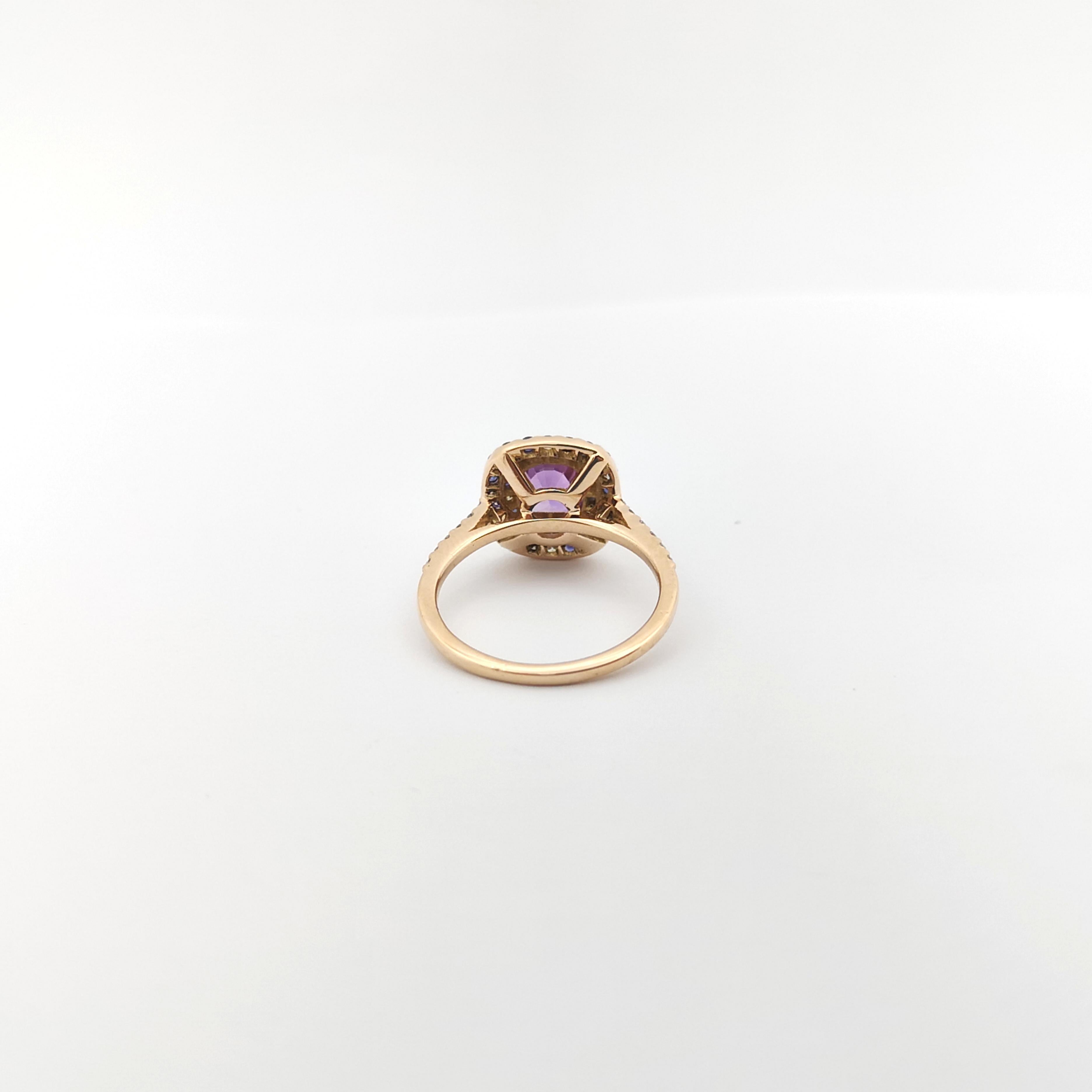 Purple Sapphire, Brown Diamond and Diamond Ring set in 18K Rose Gold Settings For Sale 2