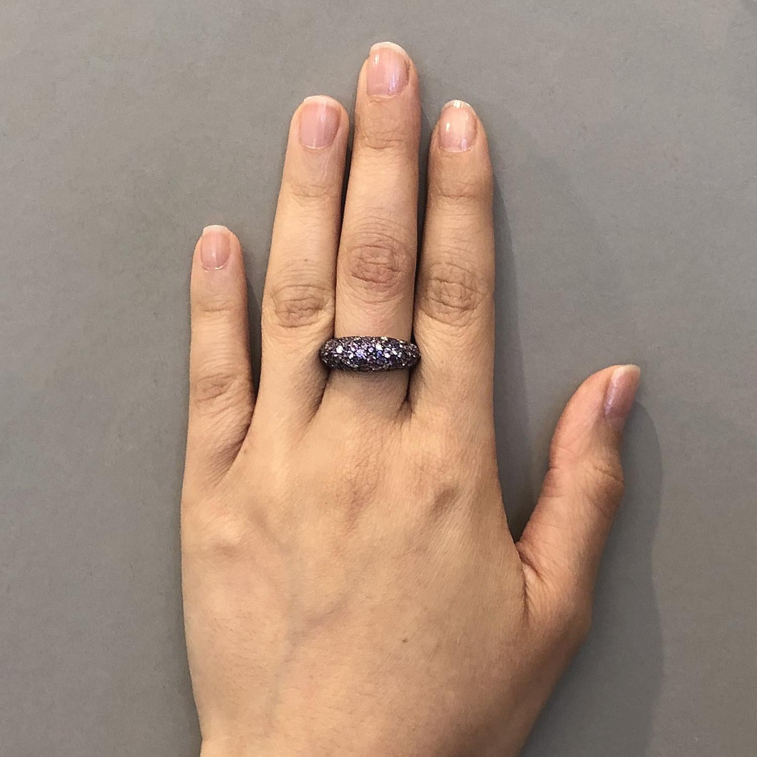 Women's Purple Sapphire Diamond Gold Dome Ring
