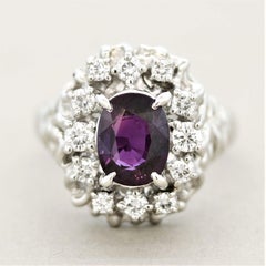 Purple Sapphire Diamond Platinum Ring