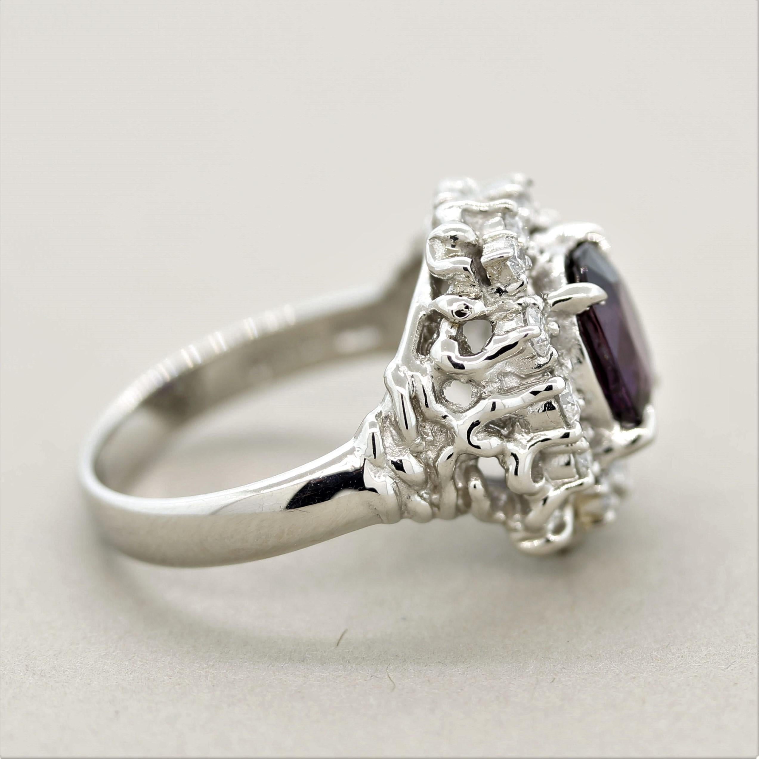 Women's Purple Sapphire Diamond Platinum Ring For Sale