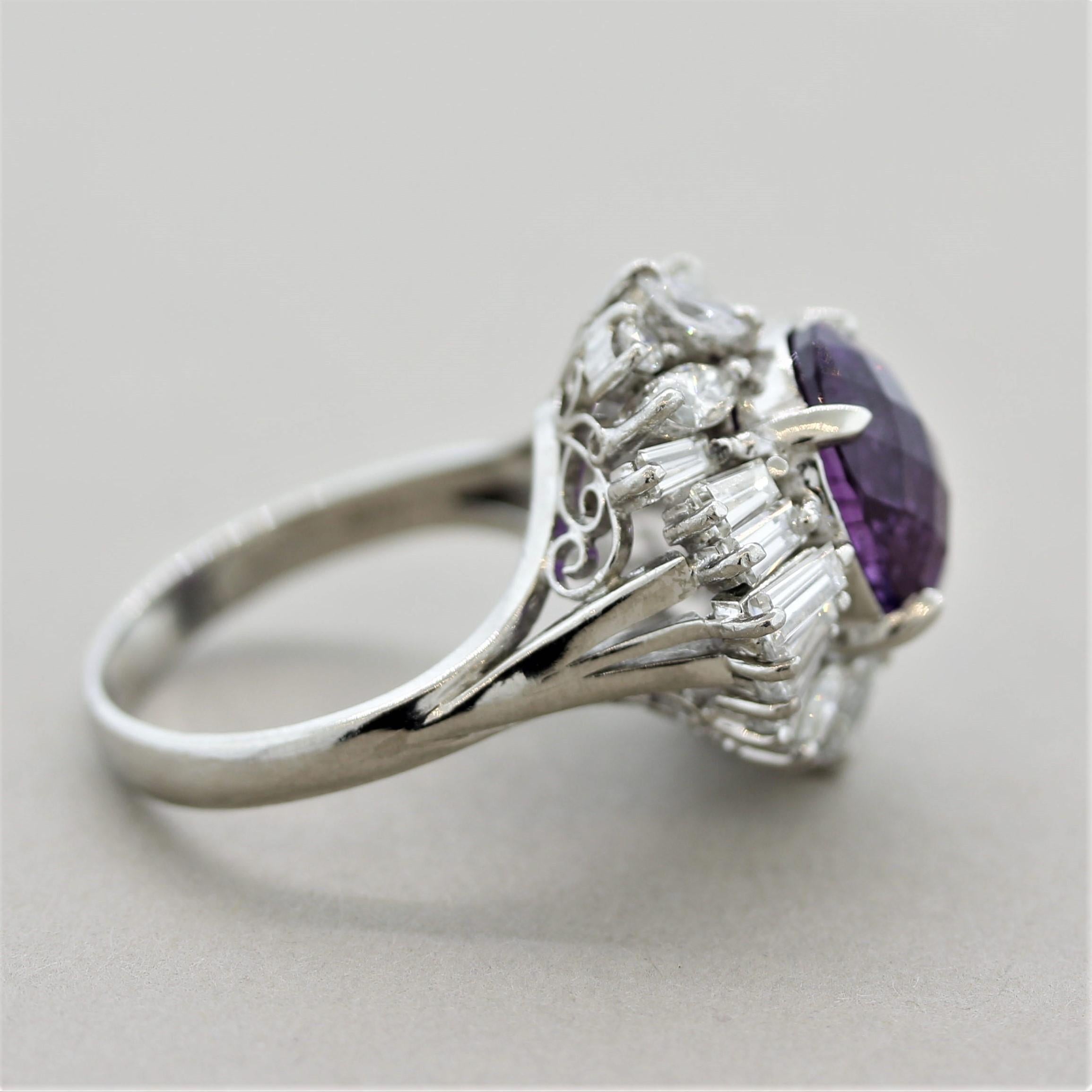 Women's Purple Sapphire Diamond Platinum Ring