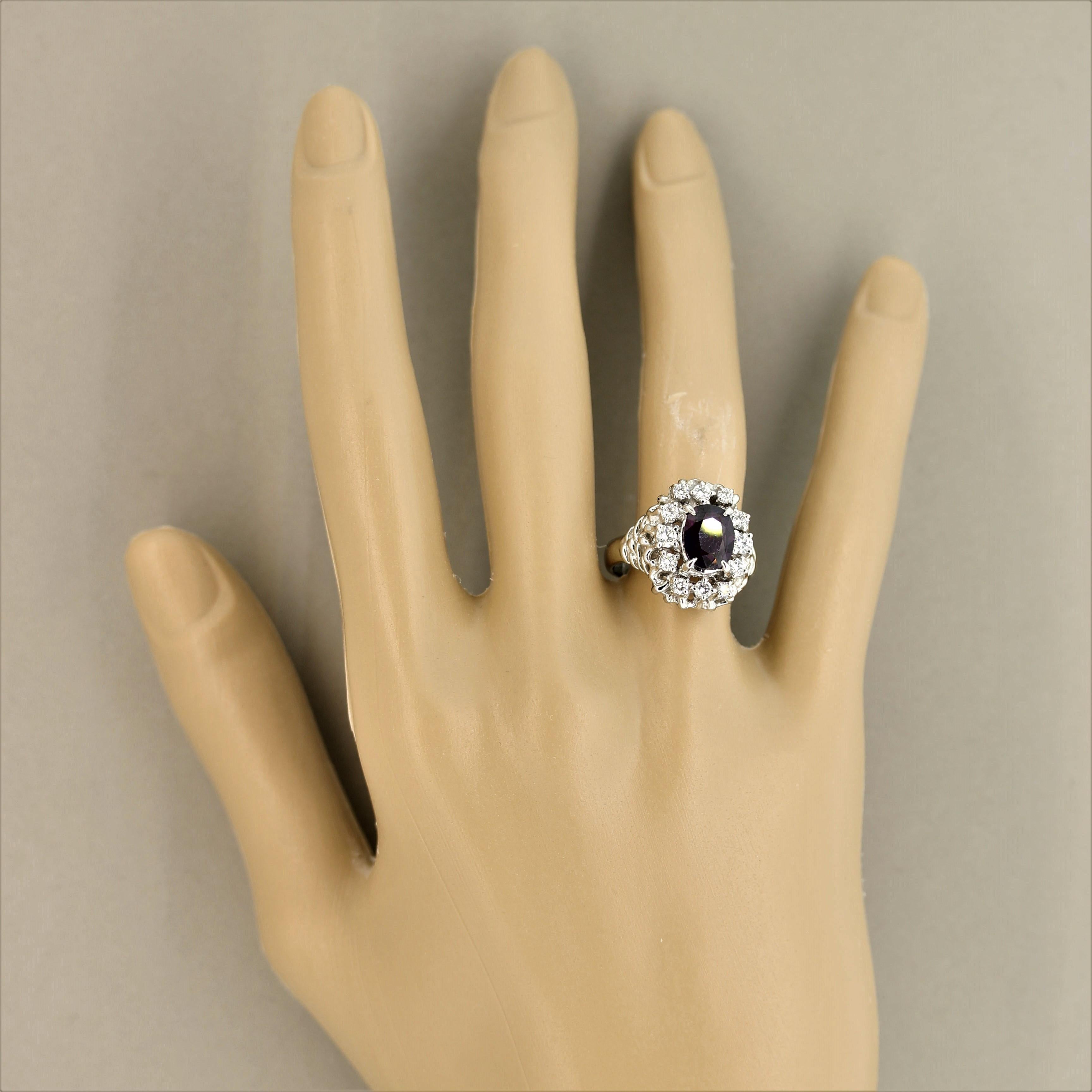Purple Sapphire Diamond Platinum Ring For Sale 1
