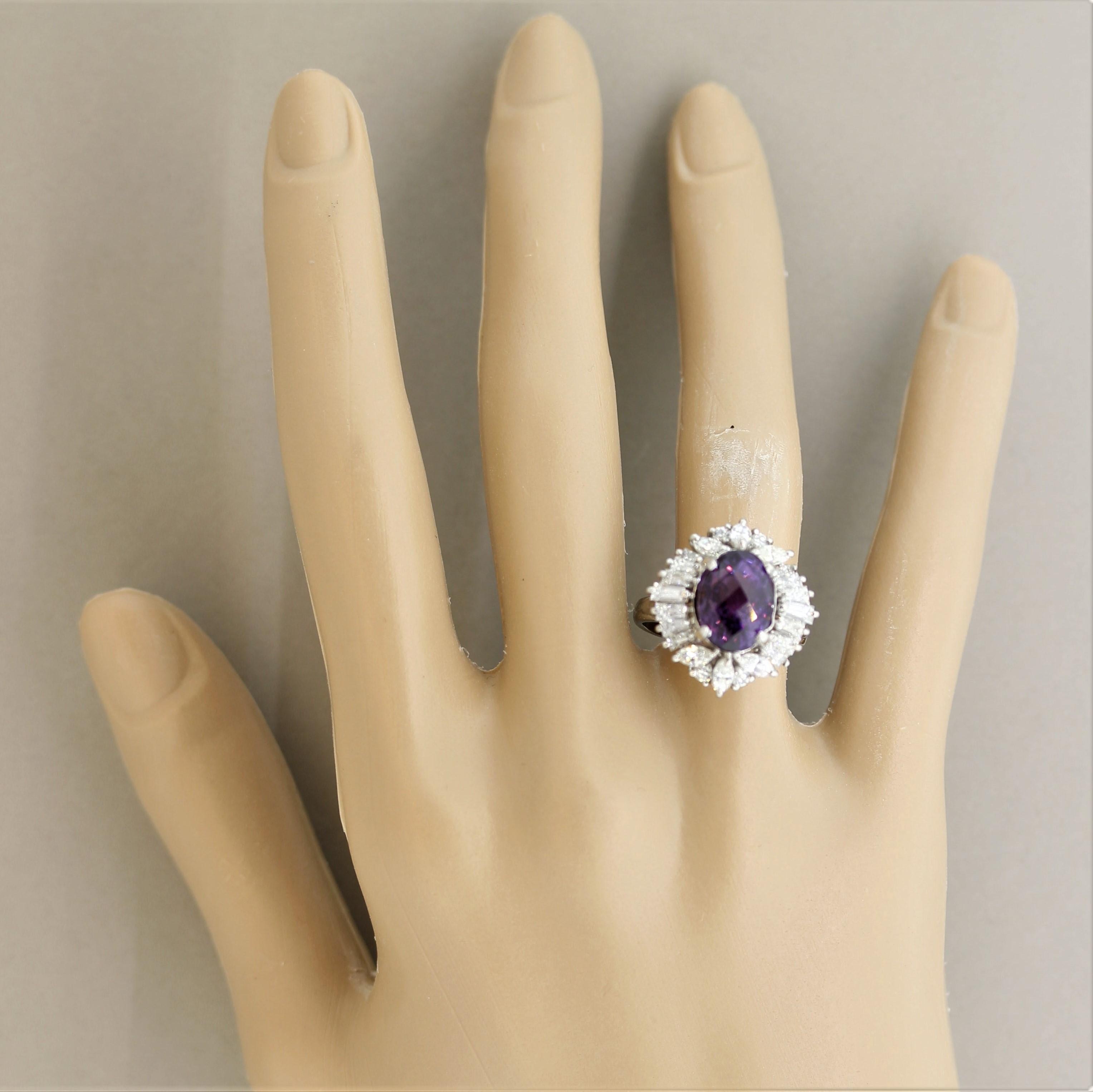 Purple Sapphire Diamond Platinum Ring 1