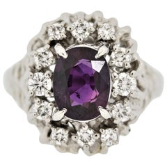 Zafiro púrpura Diamante Anillo de platino