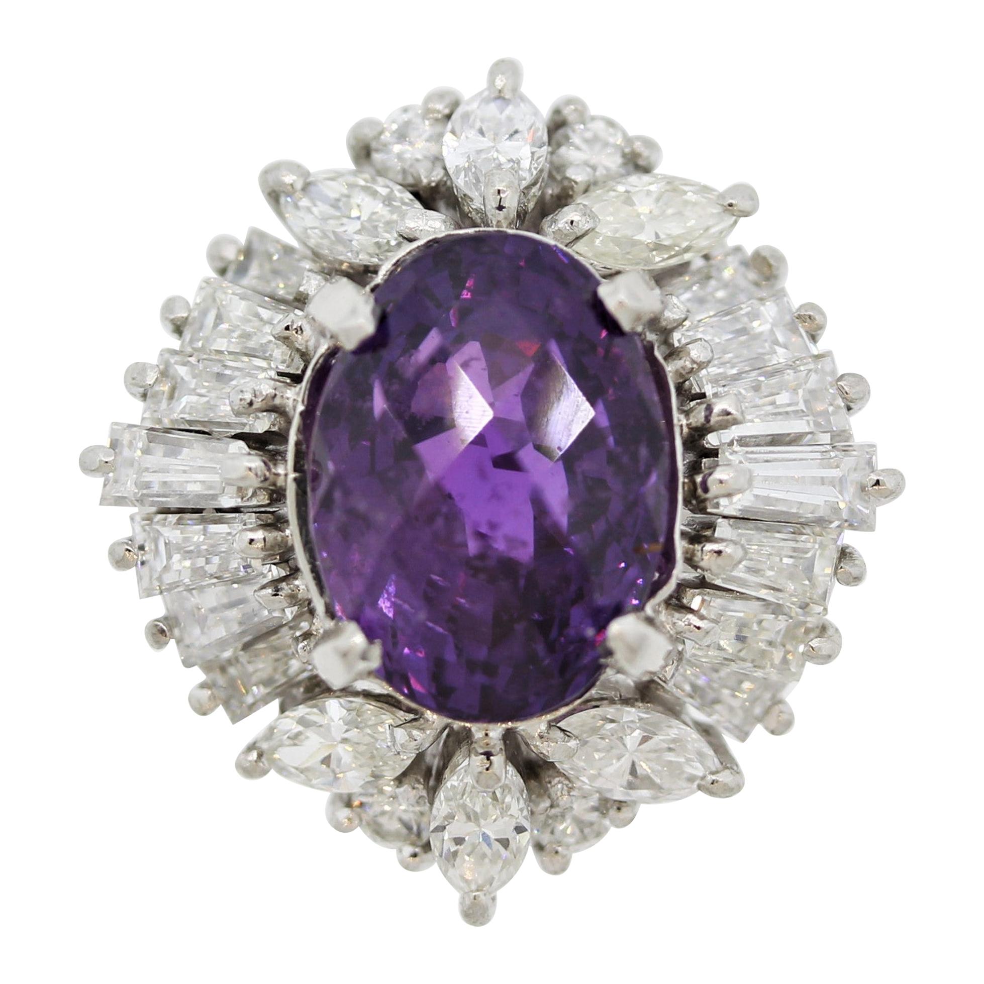 Purple Sapphire Diamond Platinum Ring