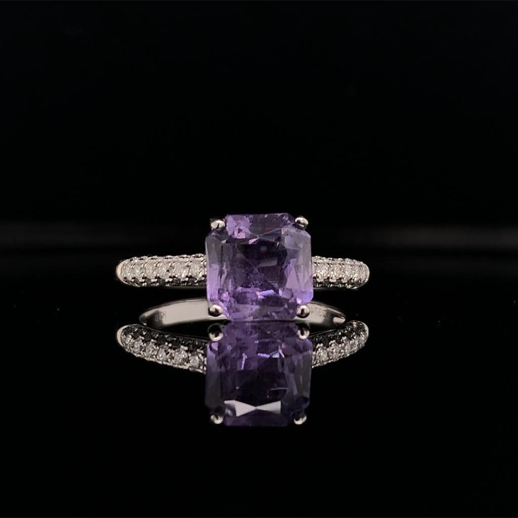 Purple Sapphire Diamond Ring 18k Gold Women 1.72 TCW Certified  For Sale 6
