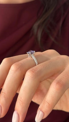 Purple Sapphire Diamond Ring 18k Gold Women 1.72 TCW Certified
