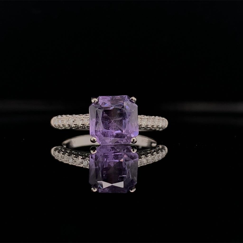 Purple Sapphire Diamond Ring 18k Gold Women 1.72 TCW Certified  For Sale 1