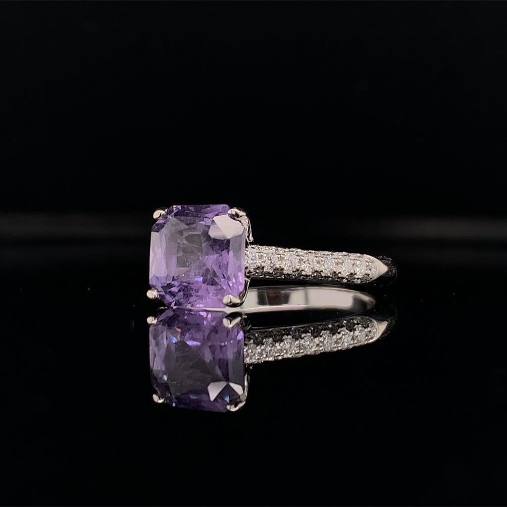 Purple Sapphire Diamond Ring 18k Gold Women 1.72 TCW Certified  For Sale 3