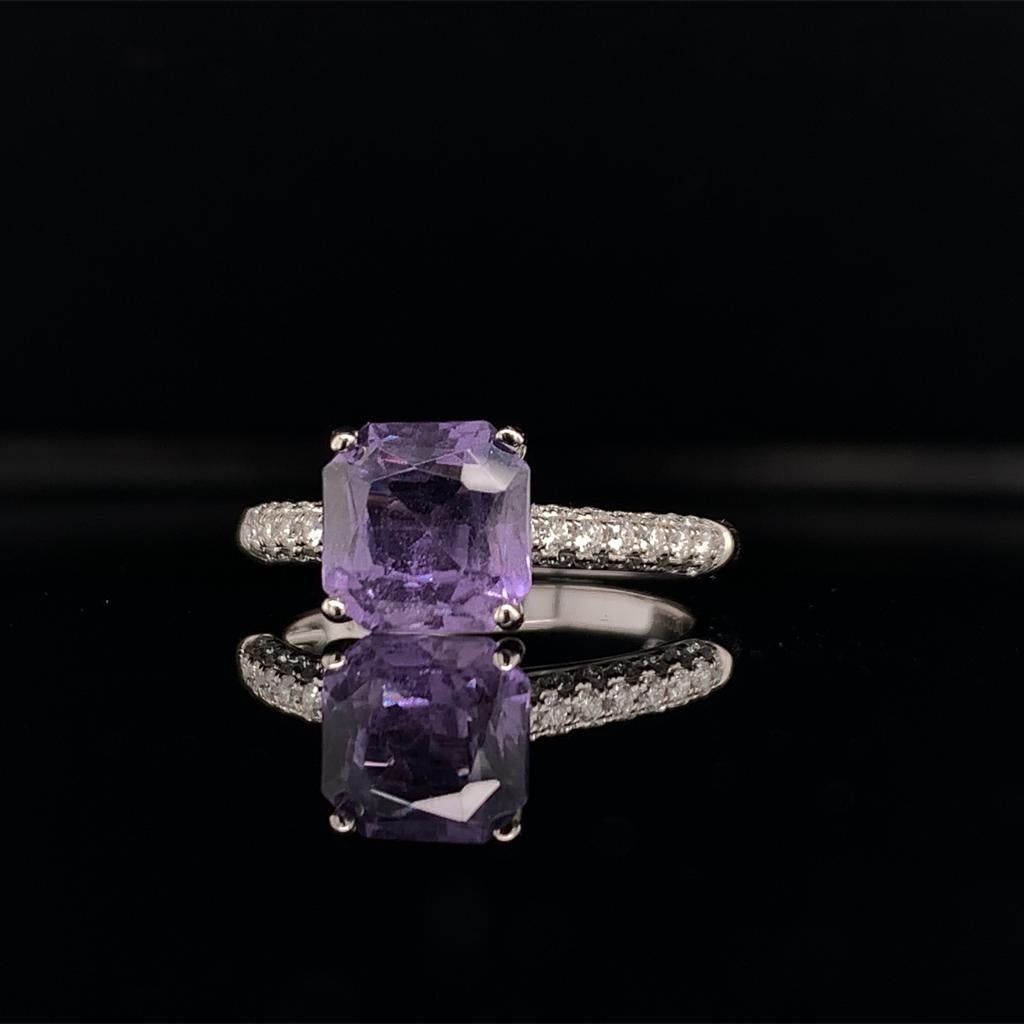 Purple Sapphire Diamond Ring 18k Gold Women 1.72 TCW Certified  For Sale 4