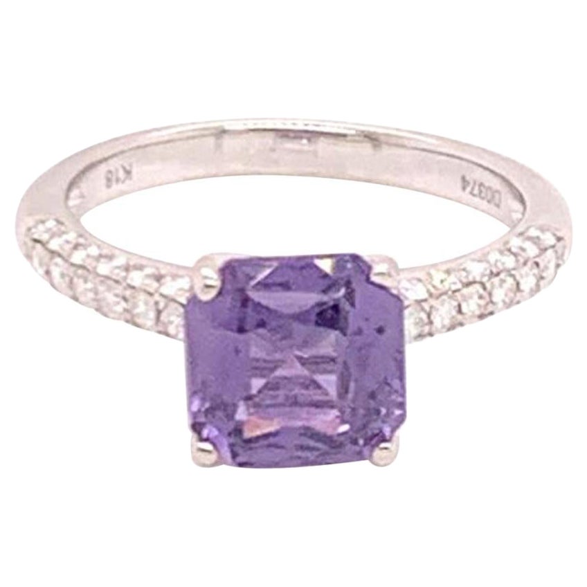 Bague saphir violet diamant femme or 18k 1.72 TCW Certified en vente