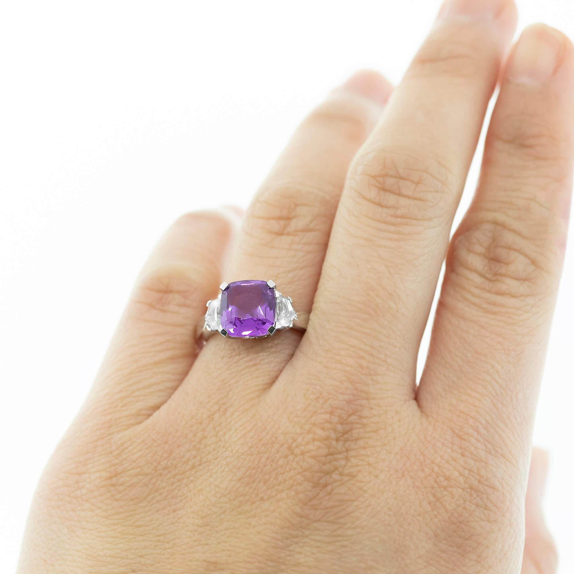 Modern Purple Sapphire & Diamond Ring - A Gerard McCabe Aeon Design For Sale