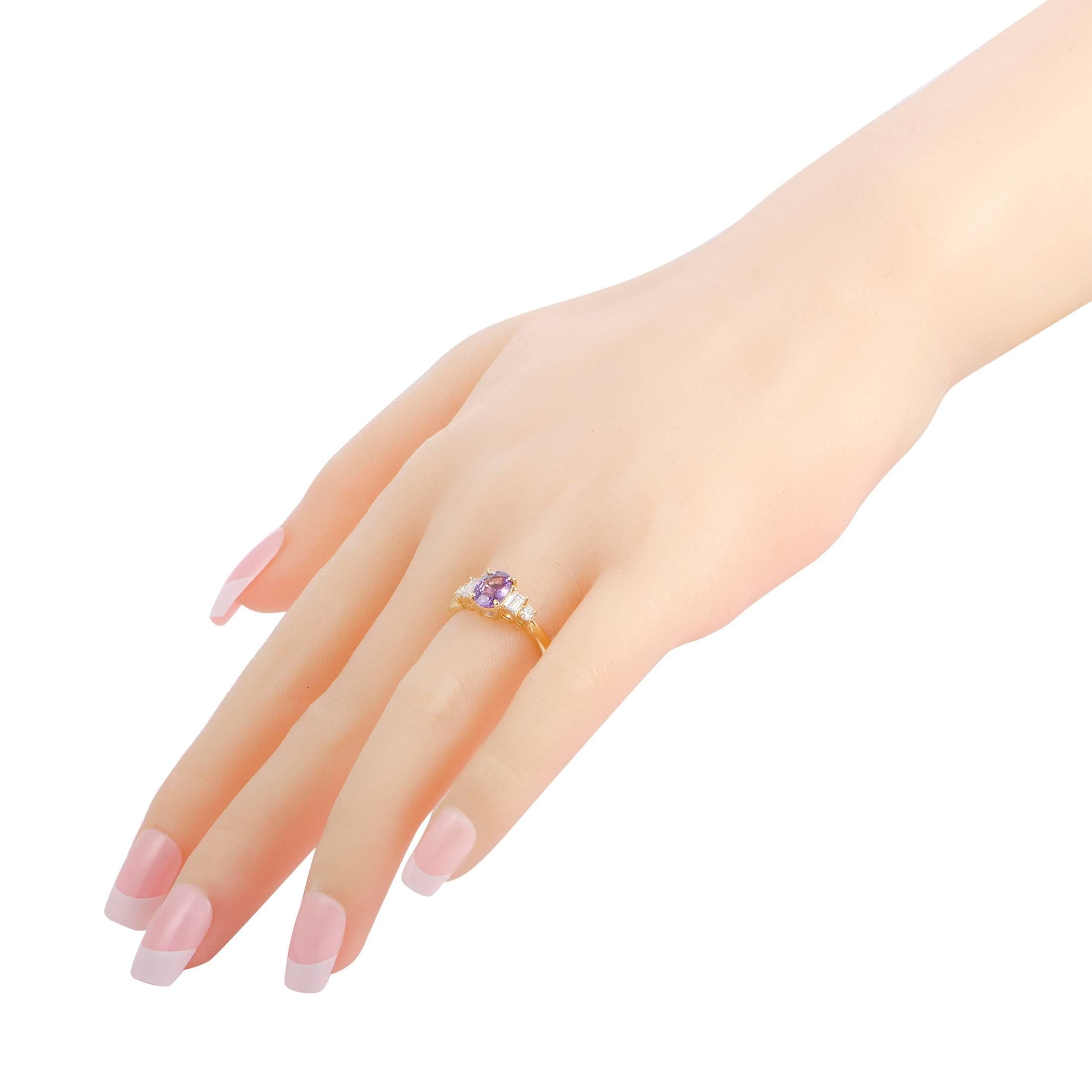 Women's Purple Sapphire Diamond Yellow Gold Ring