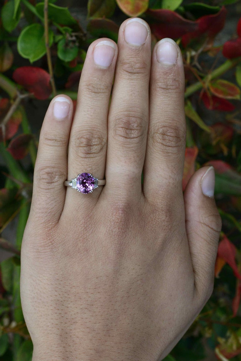 Purple Sapphire Engagement Ring 3-Stone Trinity Platinum Estate ...