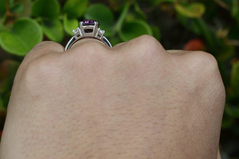 Purple Sapphire Engagement Ring 3-Stone Trinity Platinum Estate ...
