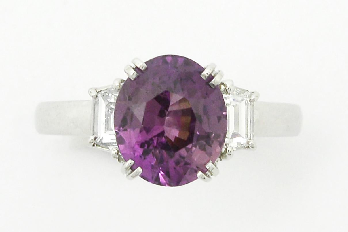 Art Deco Blue Sapphire Diamond Antique Platinum 3-Stone Trinity ...