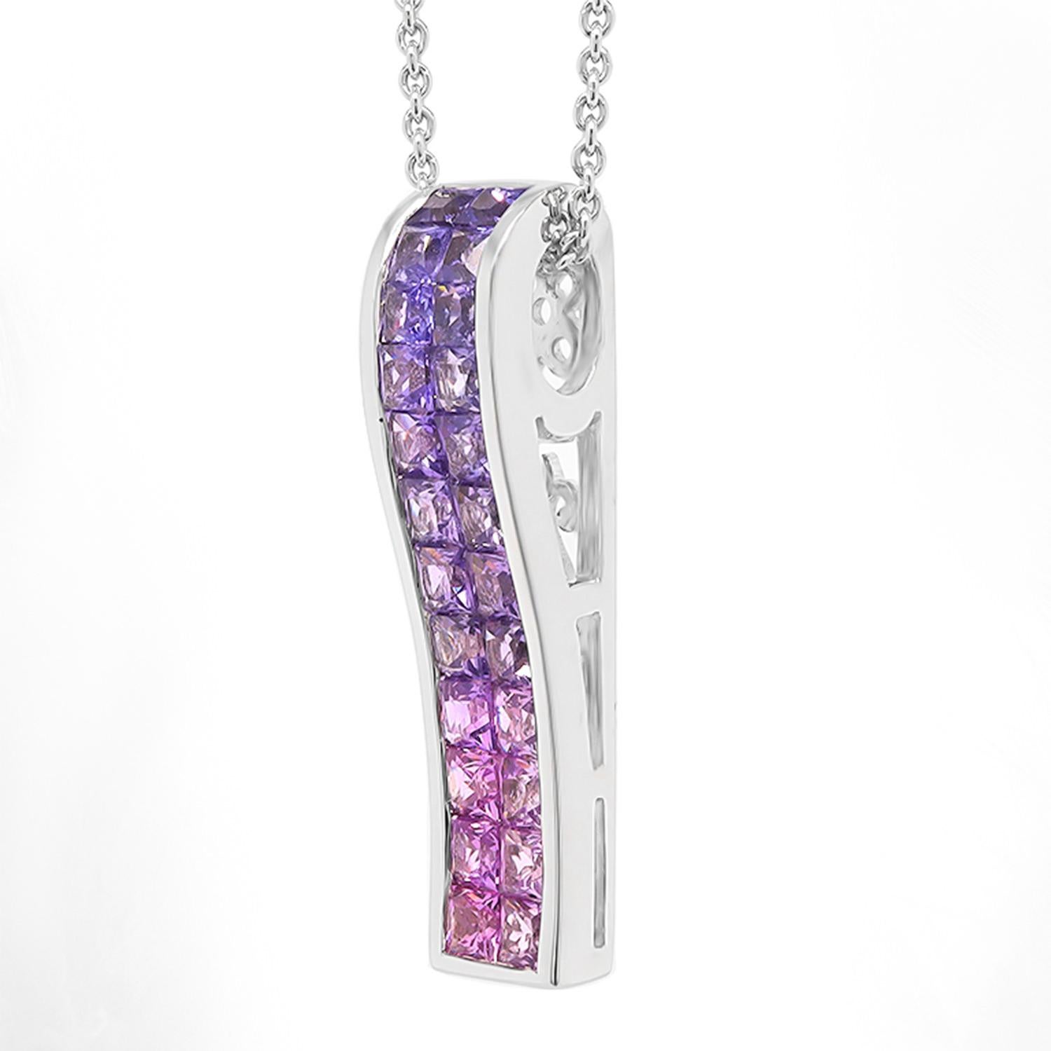 Contemporain Collier pendentif saphir violet 2,88 carats en or blanc 18 carats en vente