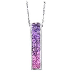 Purple Sapphire Pendant Necklace 2.88 Carats 18K White Gold