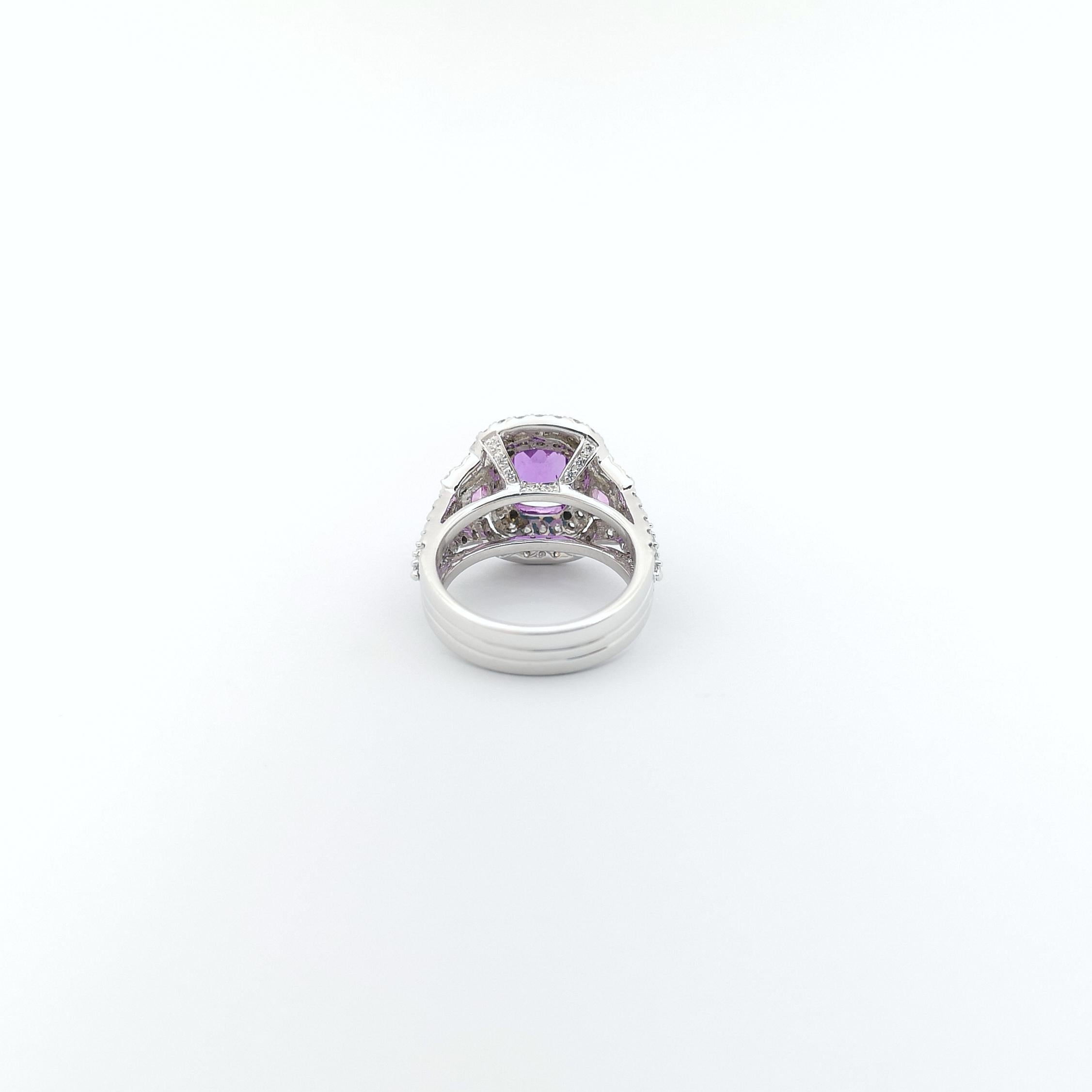 Purple Sapphire, Pink Sapphire and Diamond Ring set in Platinum 950 Settings For Sale 4