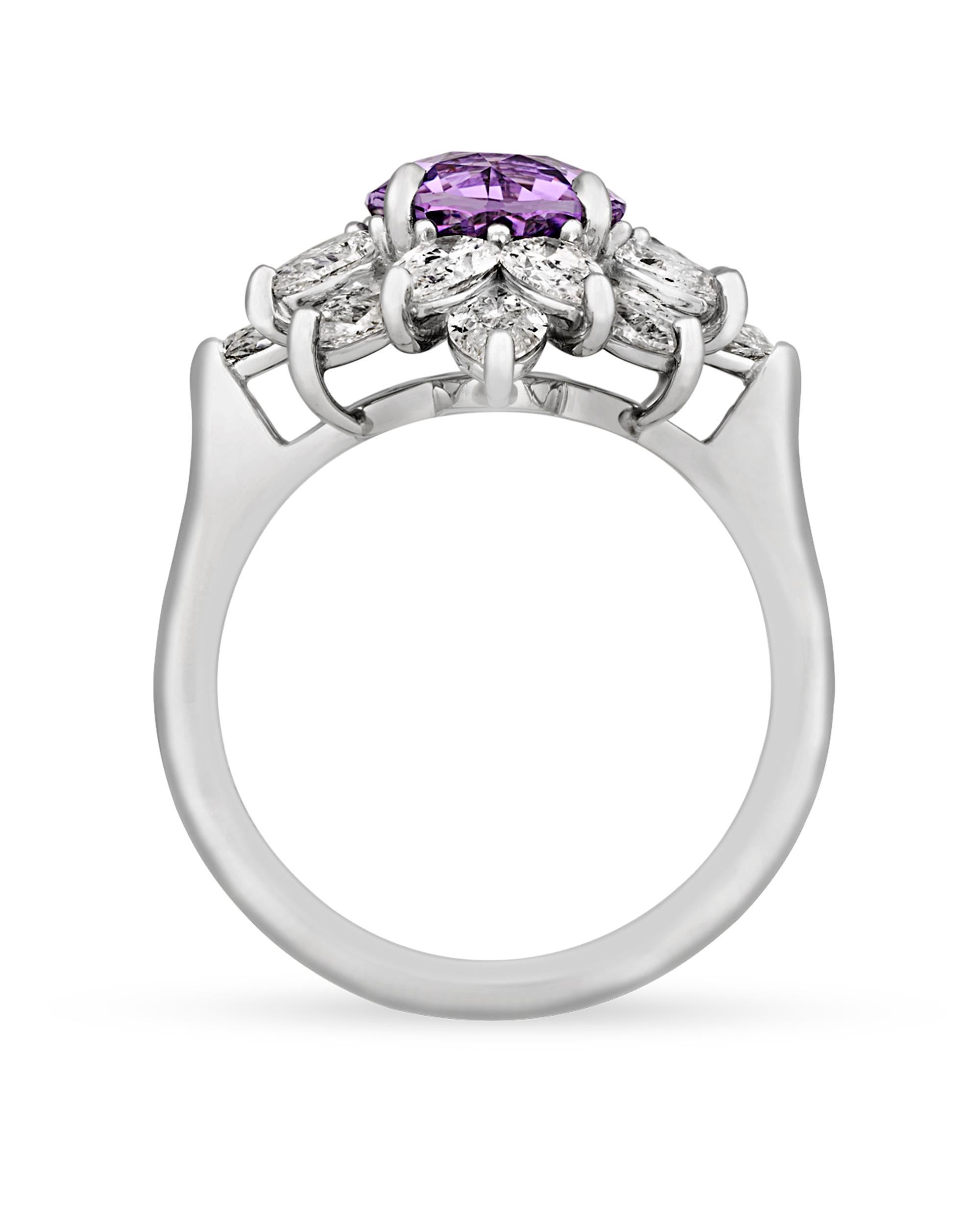 Modern Purple Sapphire Ring, 2.53 Carats For Sale