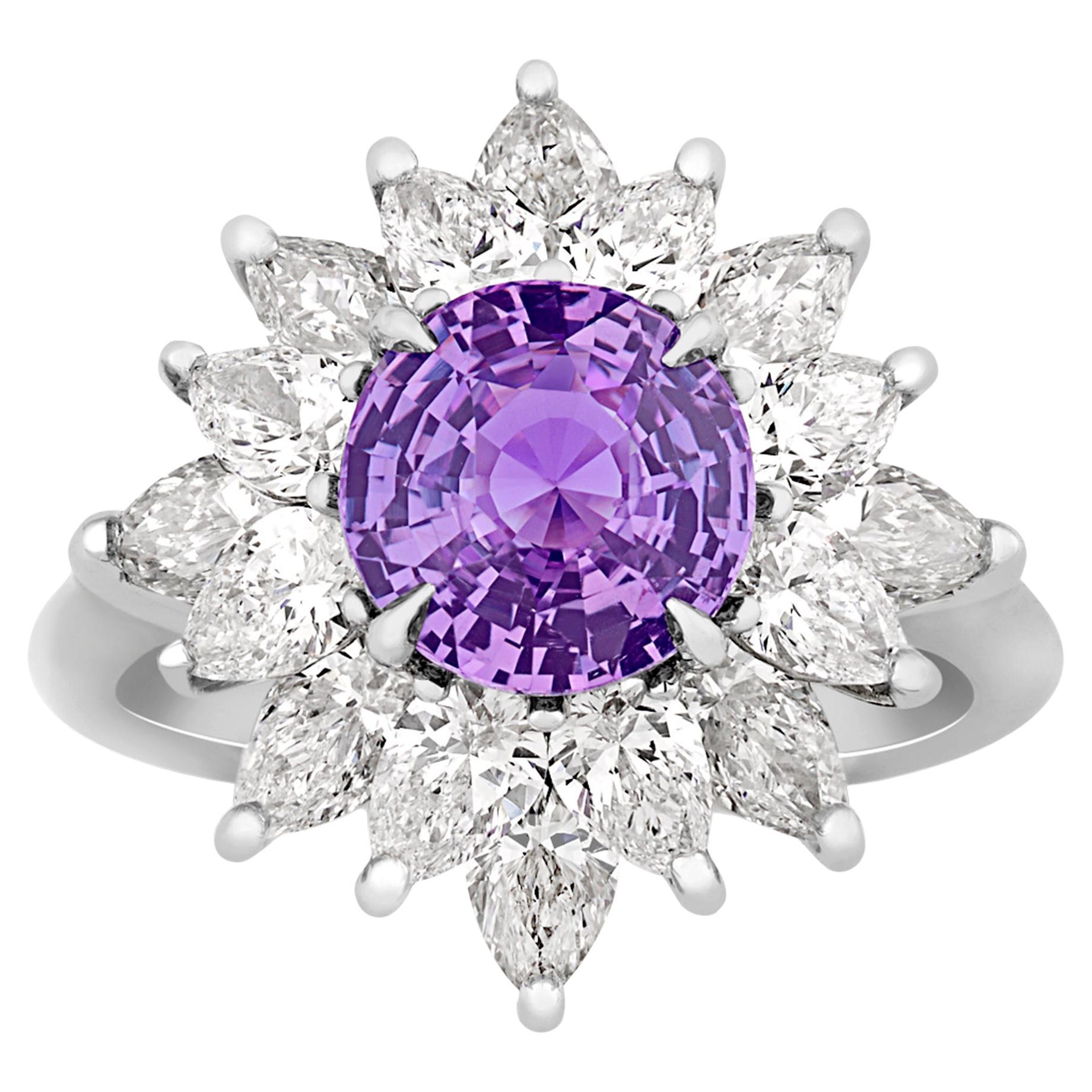 Purple Sapphire Ring, 2.53 Carats For Sale