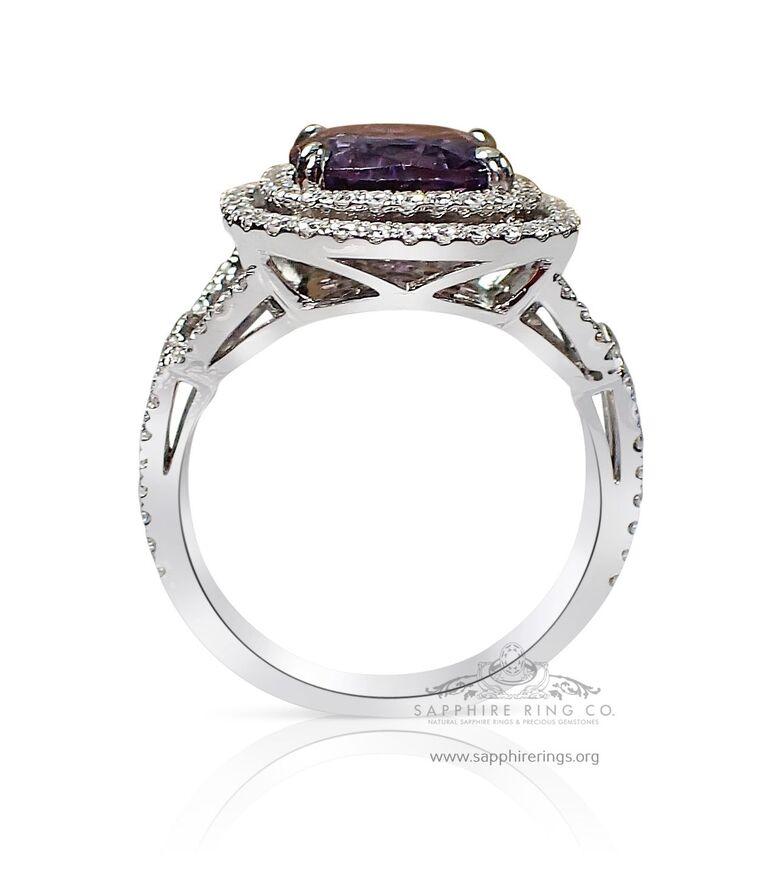 Women's or Men's Purple Sapphire Ring, 4.03ct Unheated Platinum Ceylon Sapphire GIA Certified