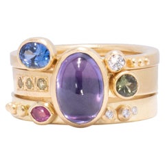 Purple Sapphire Stack Ring Set in 18 Karat Gold