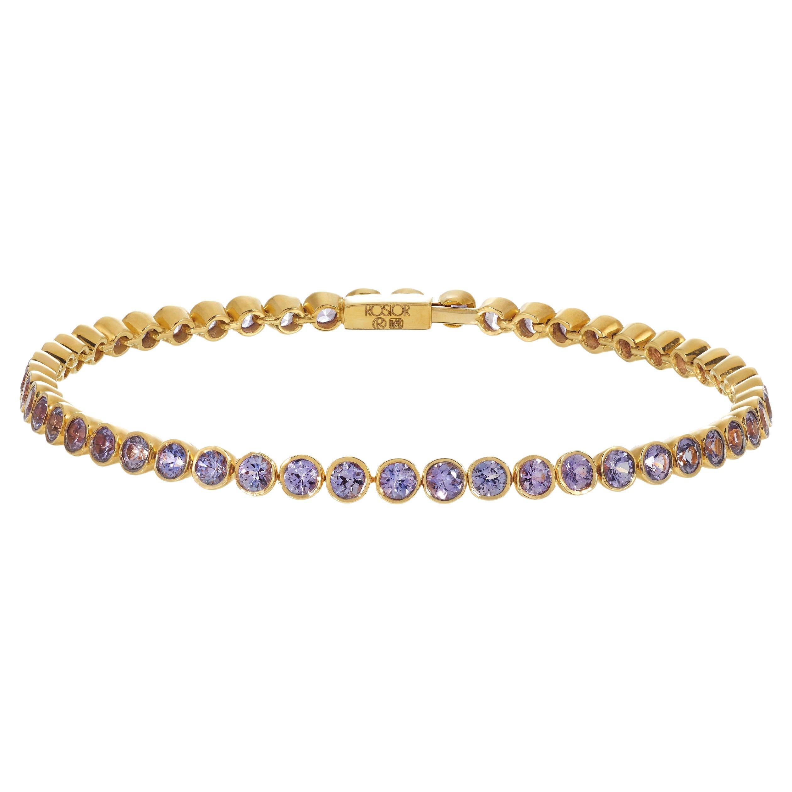 Purple Sapphire "Tennis" Bracelet by Rosior set in Yellow Gold