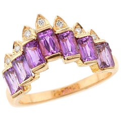 Purple Sapphire Tiara-Style Diamond Ring