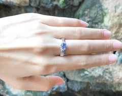 Purple Sapphire with Diamond Ring set in 18 Karat White Gold Settings