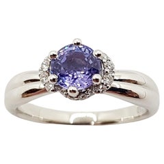 Purple Sapphire with Diamond Ring set in 18 Karat White Gold Settings