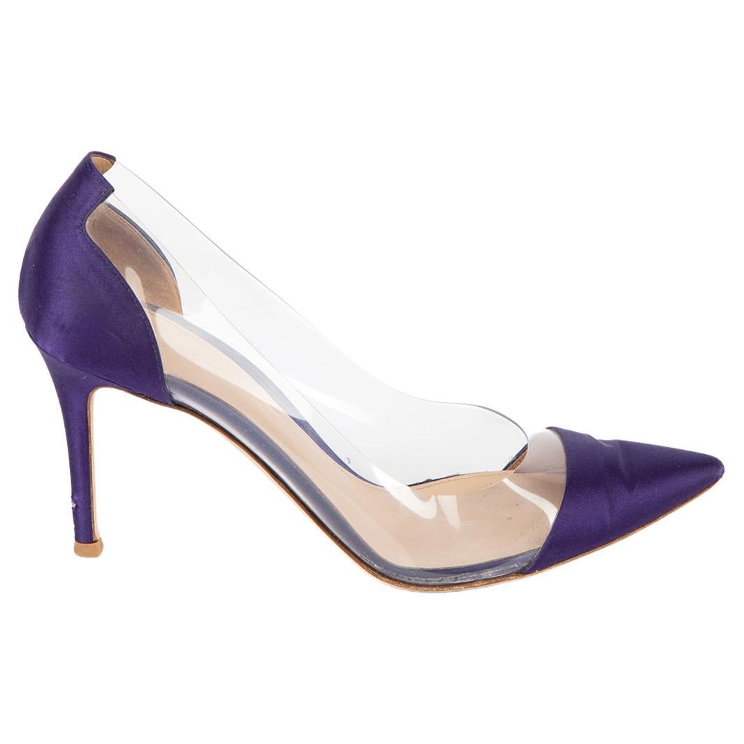 Purple Satin Pointed Toe Pumps Size UK 4.5