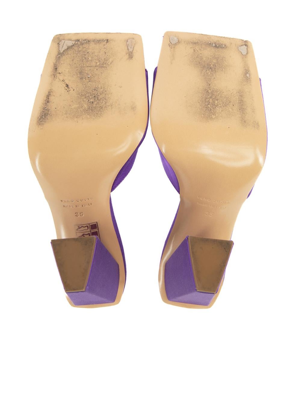 Women's Gia Borghini Purple Satin Square Toe Mules Size IT 35 For Sale