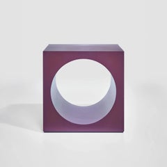 Purple sculptural resin side table/ stool, QCV by Niko Koronis