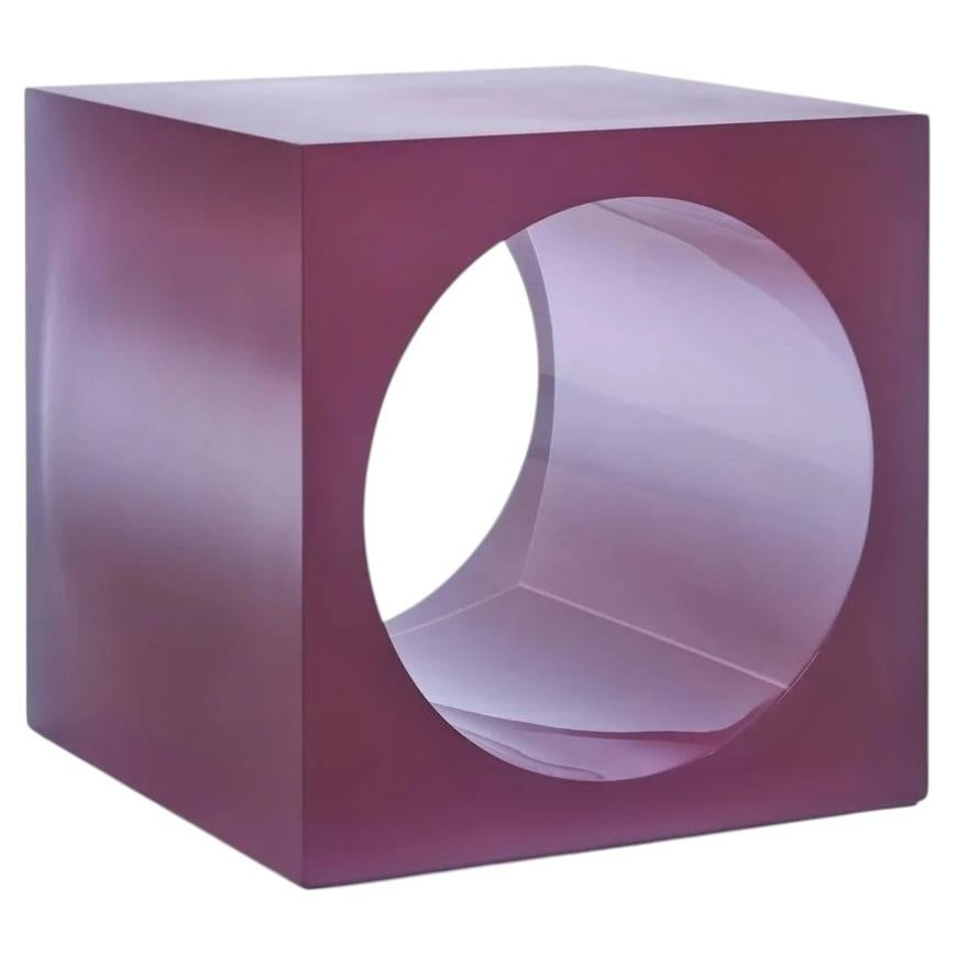 Purple sculptural resin side table/ stool, QCV by Niko Koronis
