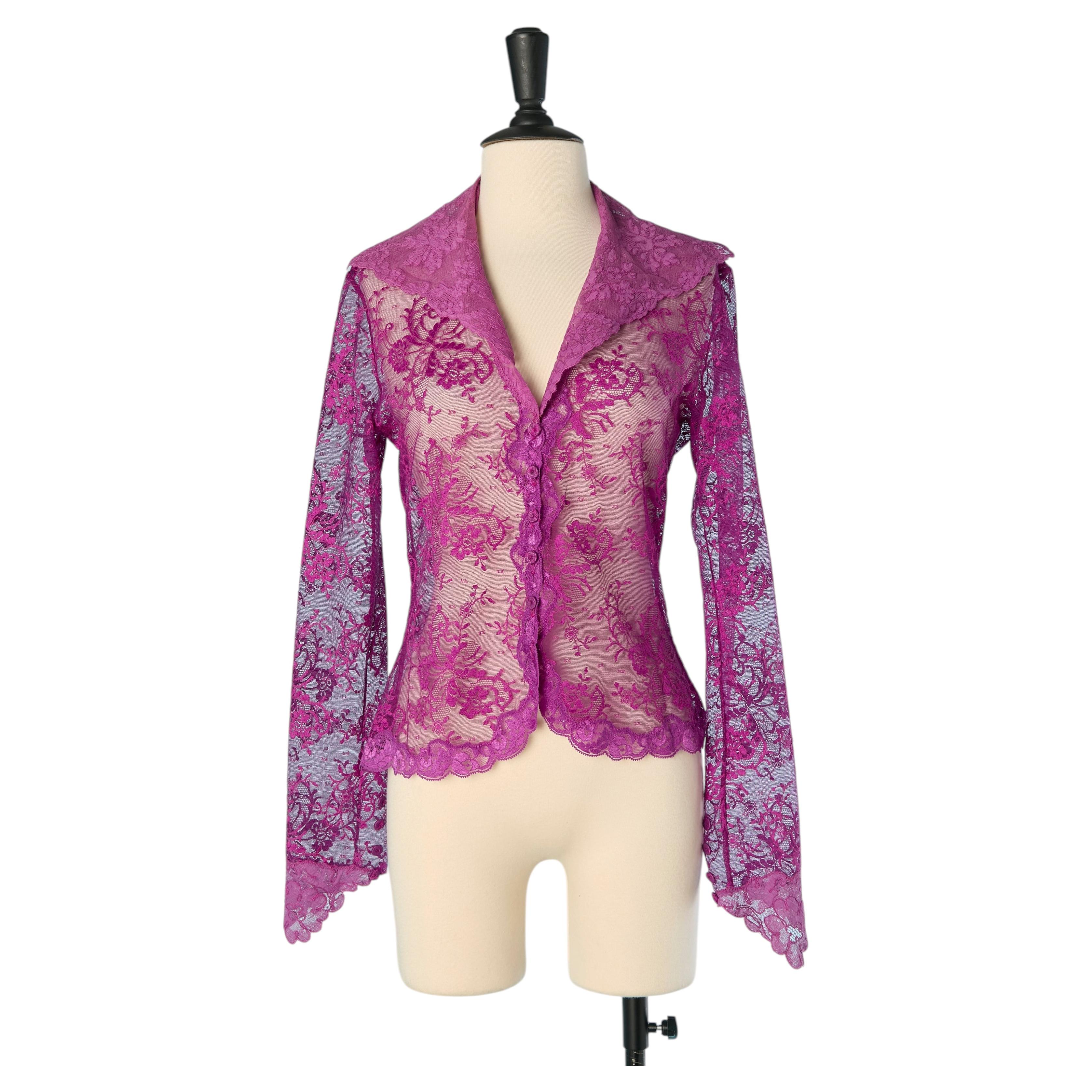 Corsage en dentelle transparente violette LOLITA LEMPICKA