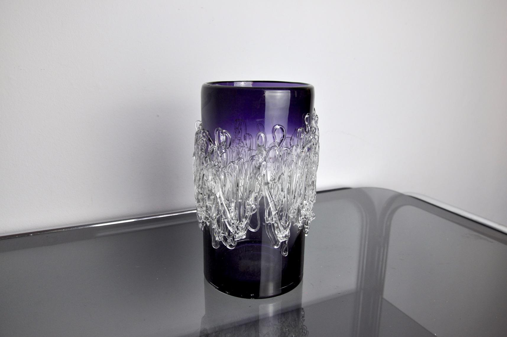 Italian Purple Seguso Vase in Murano Glass, Italy, 1960 For Sale