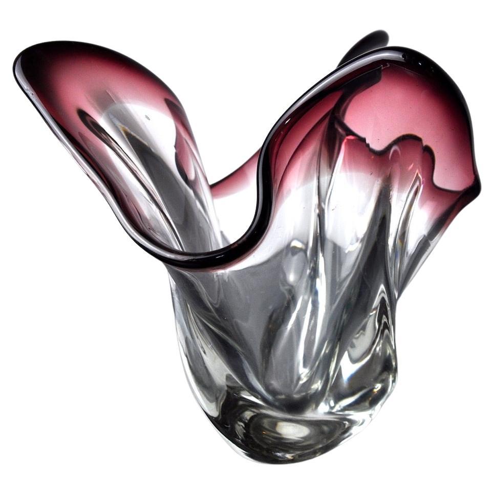 Vase seguso violet en verre de Murano, Italie, 1960