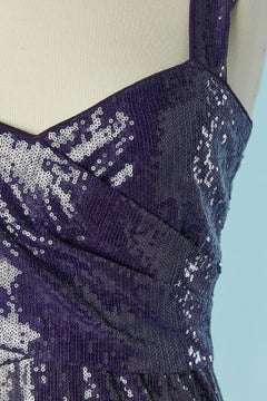 Purple sequin cocktail dress wrapped on the bust Donna Karan