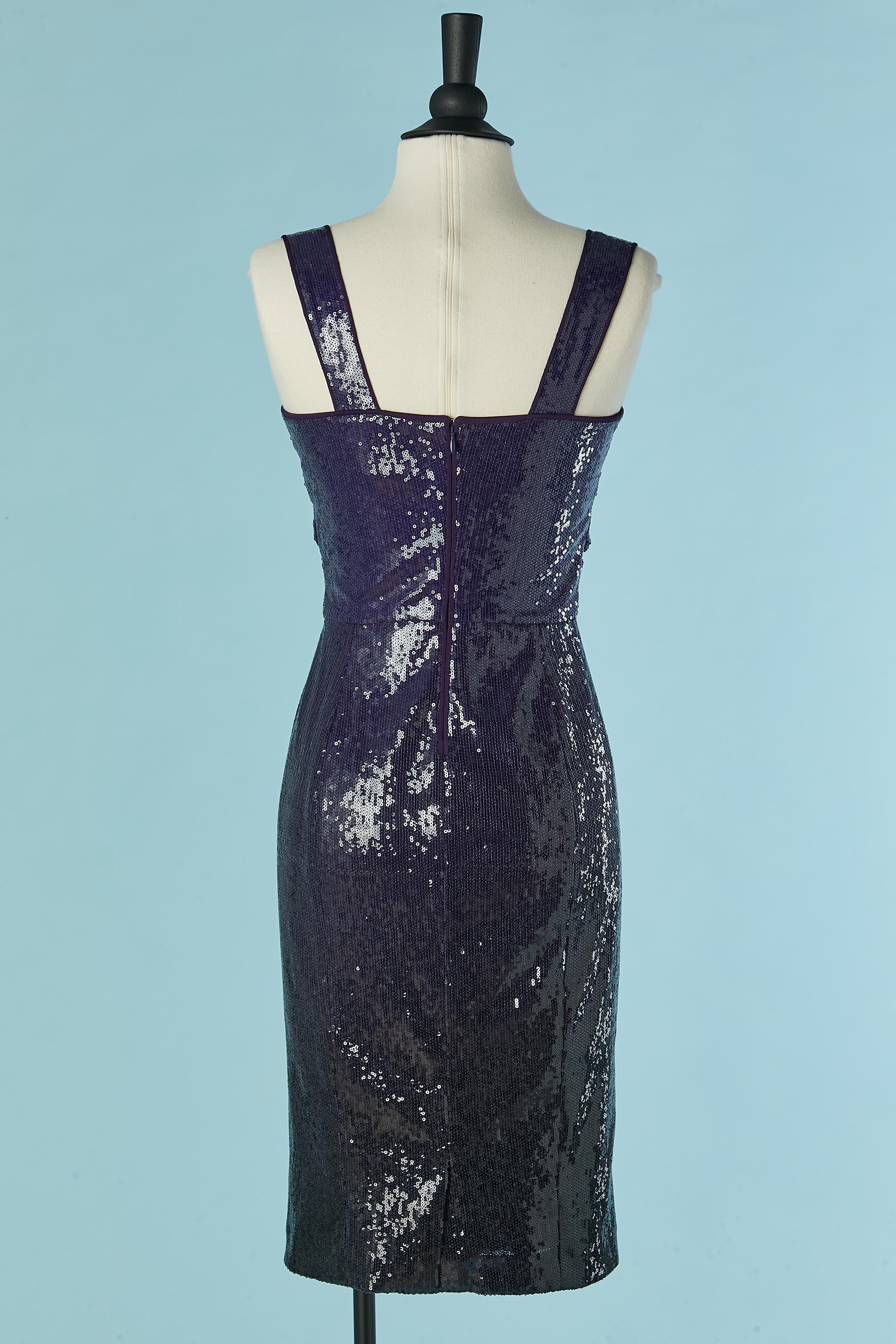 Women's Purple sequin cocktail dress wrapped on the bust Donna Karan For Sale