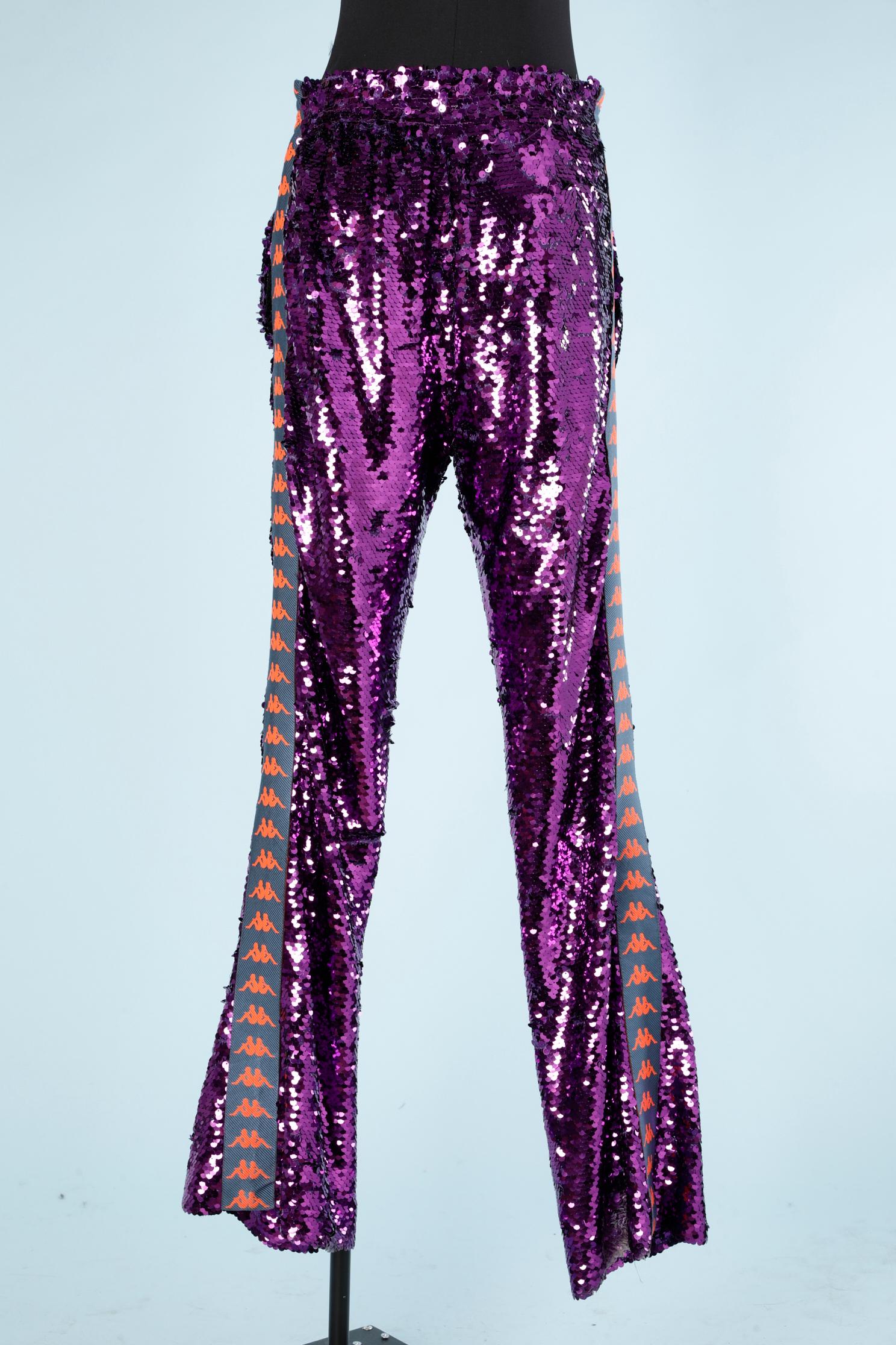 Women's or Men's Purple sequin jogging pant with side ribbon  Faith Connexion 