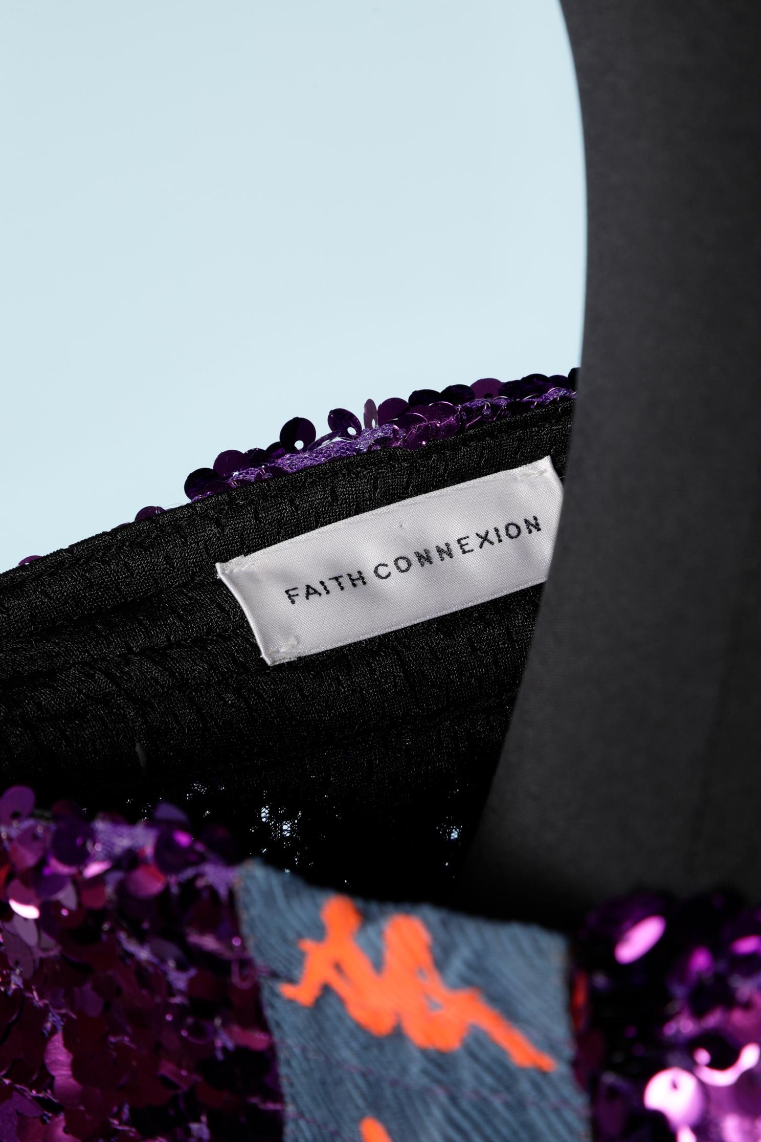 Purple sequin jogging pant with side ribbon  Faith Connexion  1
