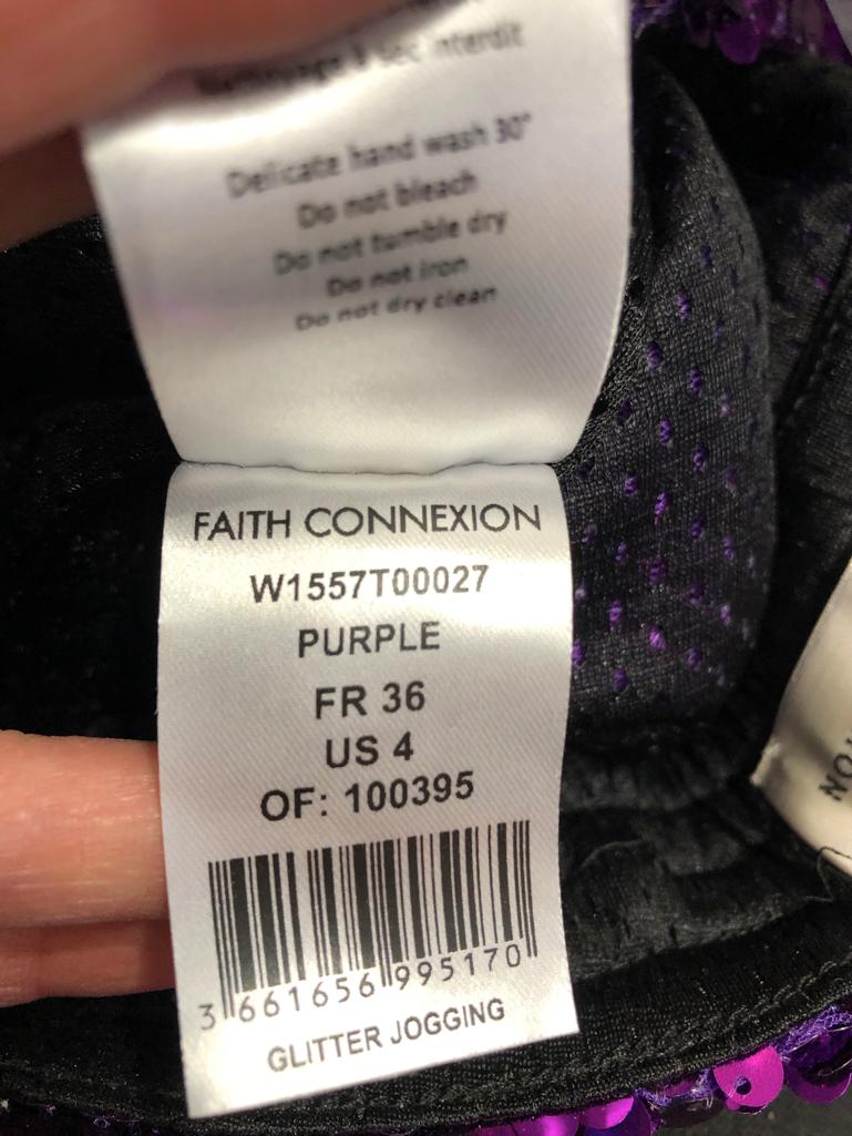 Purple sequin jogging pant with side ribbon  Faith Connexion  2