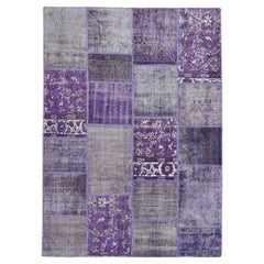 Antique Purple Shaded Wool Patchwork Rug 5'8''x7'10''
