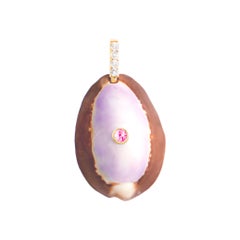 Purple Shell Pendant with Diamond and Pink Sapphire