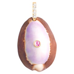 Purple Shell Pendant with Diamond and Pink Sapphire