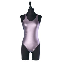 Purple shiny lycra bodysuit ALEXANDRE VAUTHIER