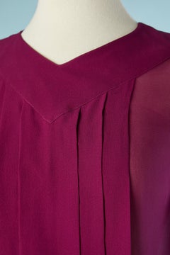 Camicia in chiffon di seta viola con pieghe al centro davanti Chanel