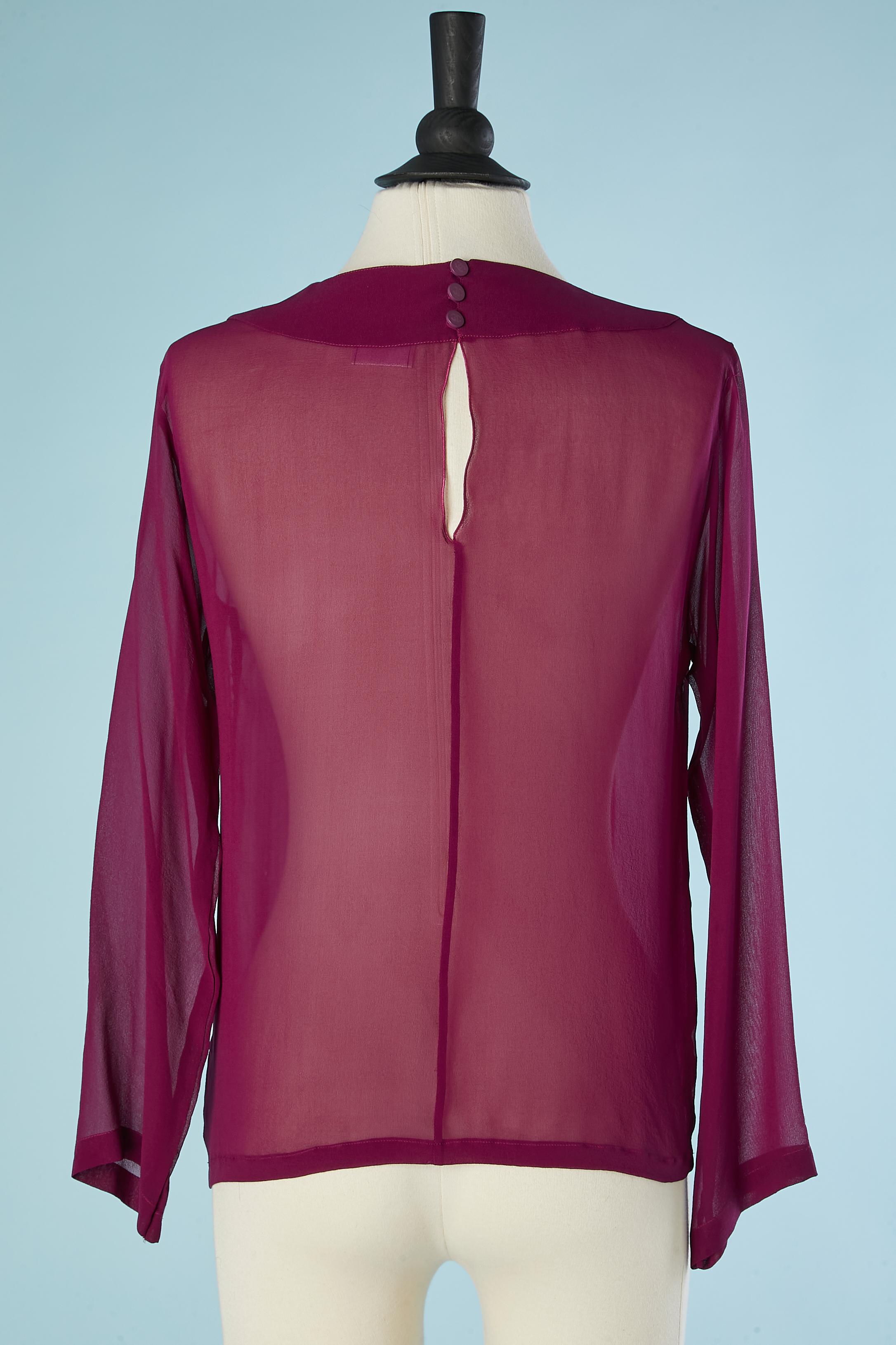 Women's Purple silk chiffon shirt with pleats in the middle front Chanel  For Sale